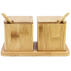 Totally Bamboo 12oz. Double Dipper Salt Boxes with Spoons - 2 Matching Spoons Stand