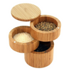 Totally Bamboo Triple Stack Salt Box with Magnetic Swivel Lids - Spice Box(Round)