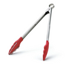 Cuisipro 12" Silicone Tongs with Teeth | Red - Serving Or Plating ,Stainless Steel