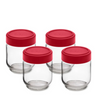 Cuisipro 5.4oz Leak-Proof Glass Jars (Set of 4) | Red -Space-Saving Storage