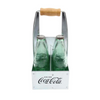 TableCraft 1oz Coca-Cola Salt & Pepper Shakers | Green Tinted Glass with Galvanized Rack 5 pc