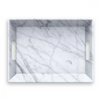 TarHong Melamine Tabletop 19.5" x 14.5" Handled Serving Tray  & Board | Carrara Marble White