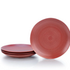 Everything Kitchens Deep Matte 10.5" Dinner Plates (Set of 4) | Red - Circular Pattern